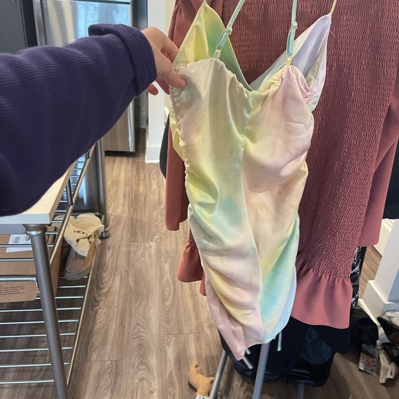 DO+BE Satin Tie Dye Ruched Dress - Picture 3 of 5